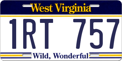WV license plate 1RT757
