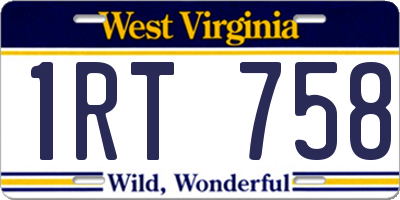 WV license plate 1RT758