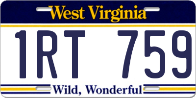 WV license plate 1RT759