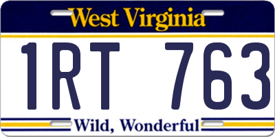 WV license plate 1RT763