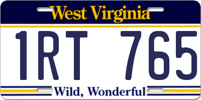 WV license plate 1RT765