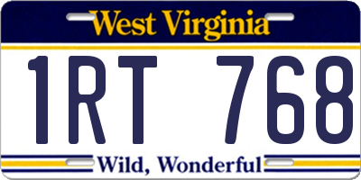 WV license plate 1RT768
