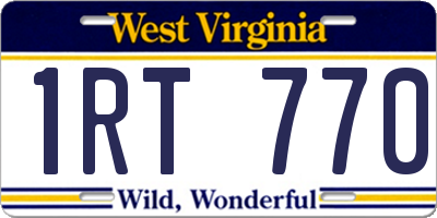 WV license plate 1RT770