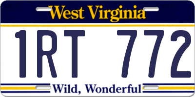 WV license plate 1RT772
