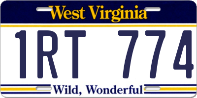 WV license plate 1RT774