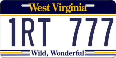 WV license plate 1RT777
