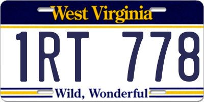 WV license plate 1RT778