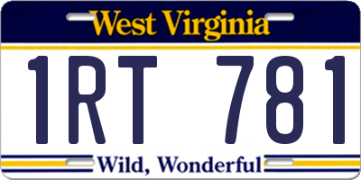 WV license plate 1RT781
