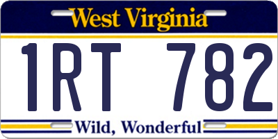 WV license plate 1RT782