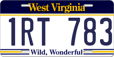WV license plate 1RT783
