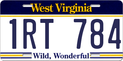 WV license plate 1RT784