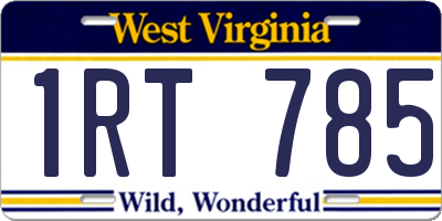 WV license plate 1RT785