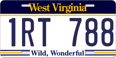 WV license plate 1RT788