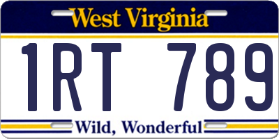 WV license plate 1RT789