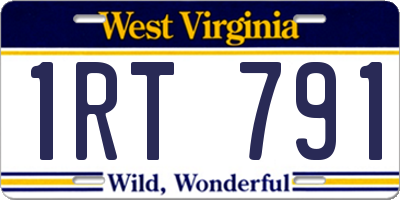 WV license plate 1RT791