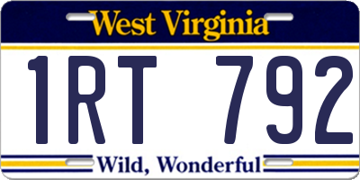 WV license plate 1RT792