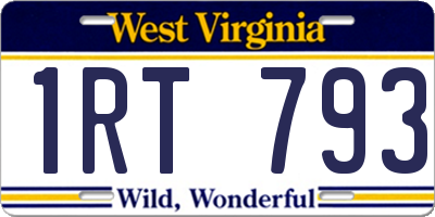 WV license plate 1RT793