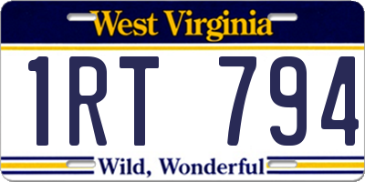 WV license plate 1RT794
