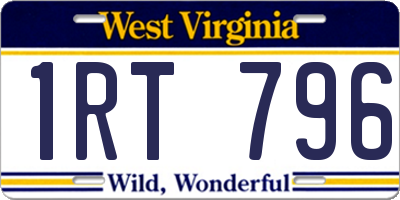 WV license plate 1RT796