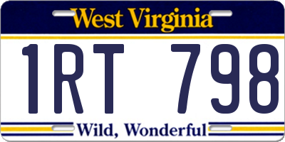 WV license plate 1RT798