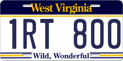 WV license plate 1RT800