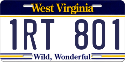 WV license plate 1RT801