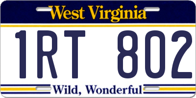 WV license plate 1RT802
