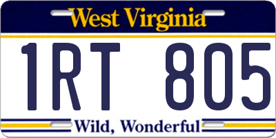 WV license plate 1RT805