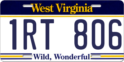 WV license plate 1RT806