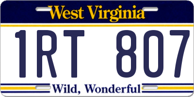 WV license plate 1RT807