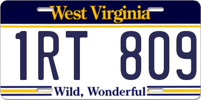 WV license plate 1RT809
