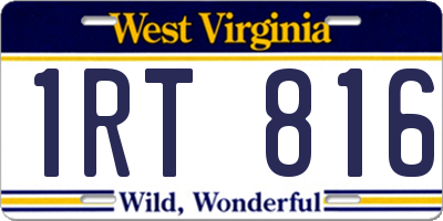 WV license plate 1RT816