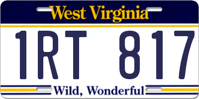 WV license plate 1RT817