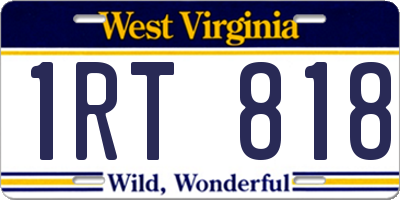 WV license plate 1RT818