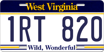 WV license plate 1RT820