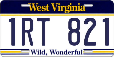 WV license plate 1RT821