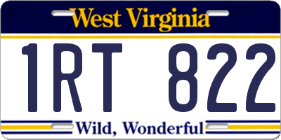 WV license plate 1RT822