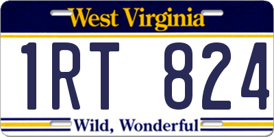 WV license plate 1RT824