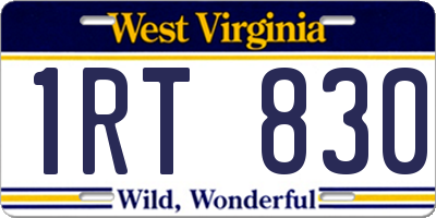 WV license plate 1RT830