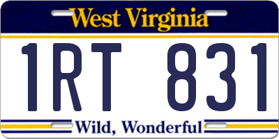 WV license plate 1RT831
