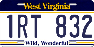 WV license plate 1RT832
