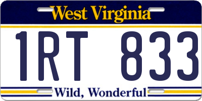 WV license plate 1RT833