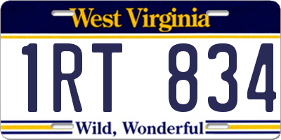 WV license plate 1RT834