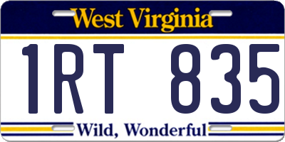 WV license plate 1RT835