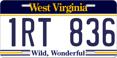 WV license plate 1RT836