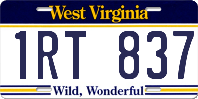 WV license plate 1RT837