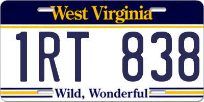 WV license plate 1RT838