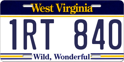 WV license plate 1RT840