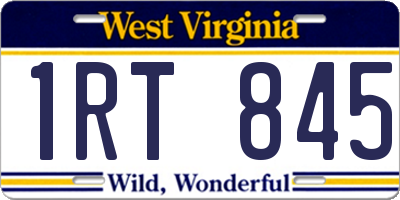 WV license plate 1RT845