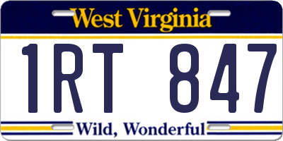 WV license plate 1RT847